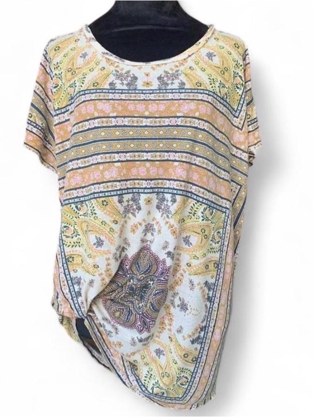 Earthy Boho Lucky Brand Short Sleeve Top